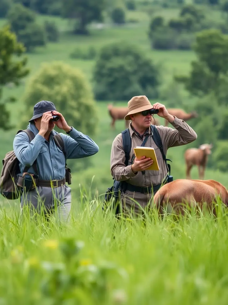A photograph showing members of the association monitoring wildlife populations in their natural habitat, highlighting the importance of ecological balance.